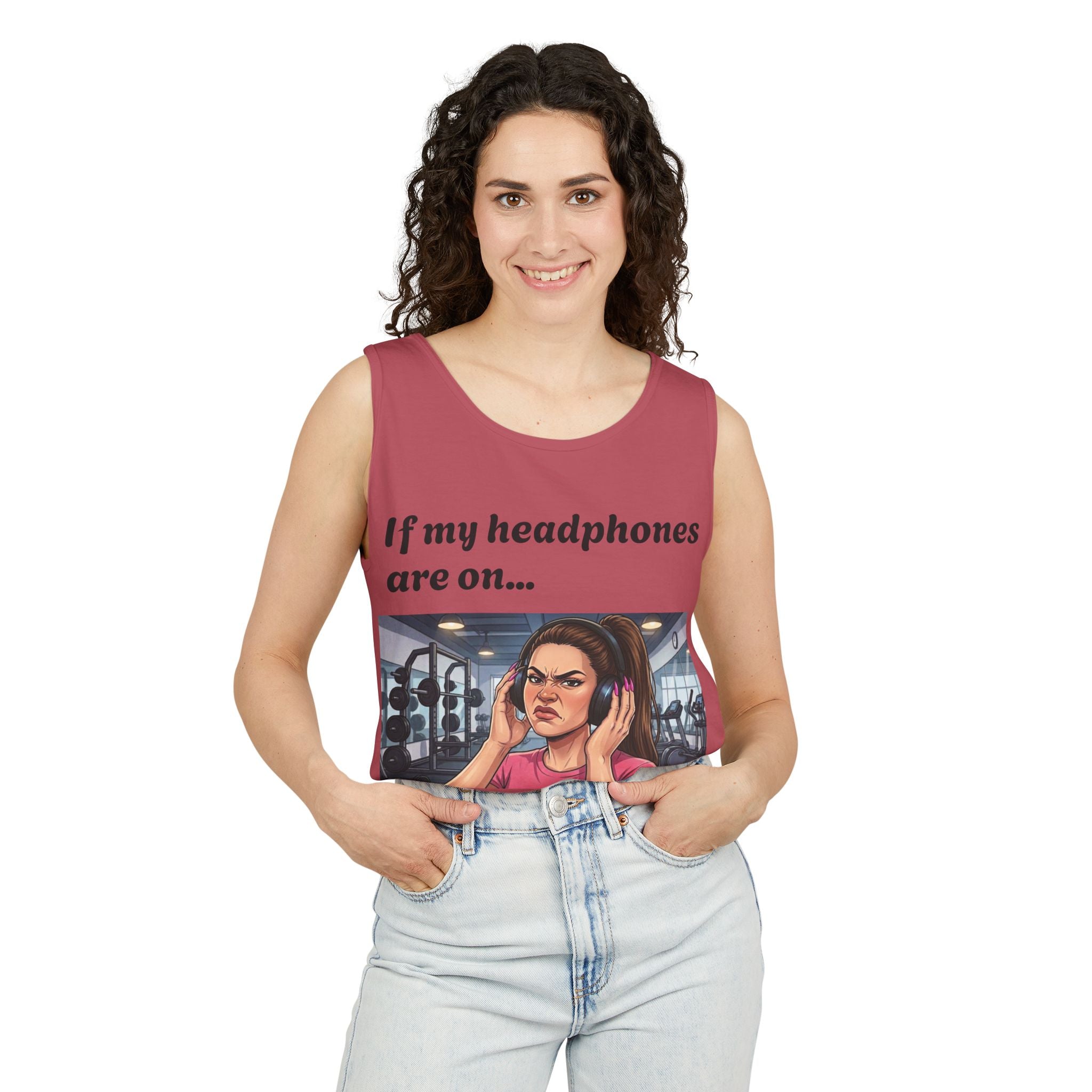 If My Headphones Are On Leave Me Alone Tank Top | Gym Funny Graphic