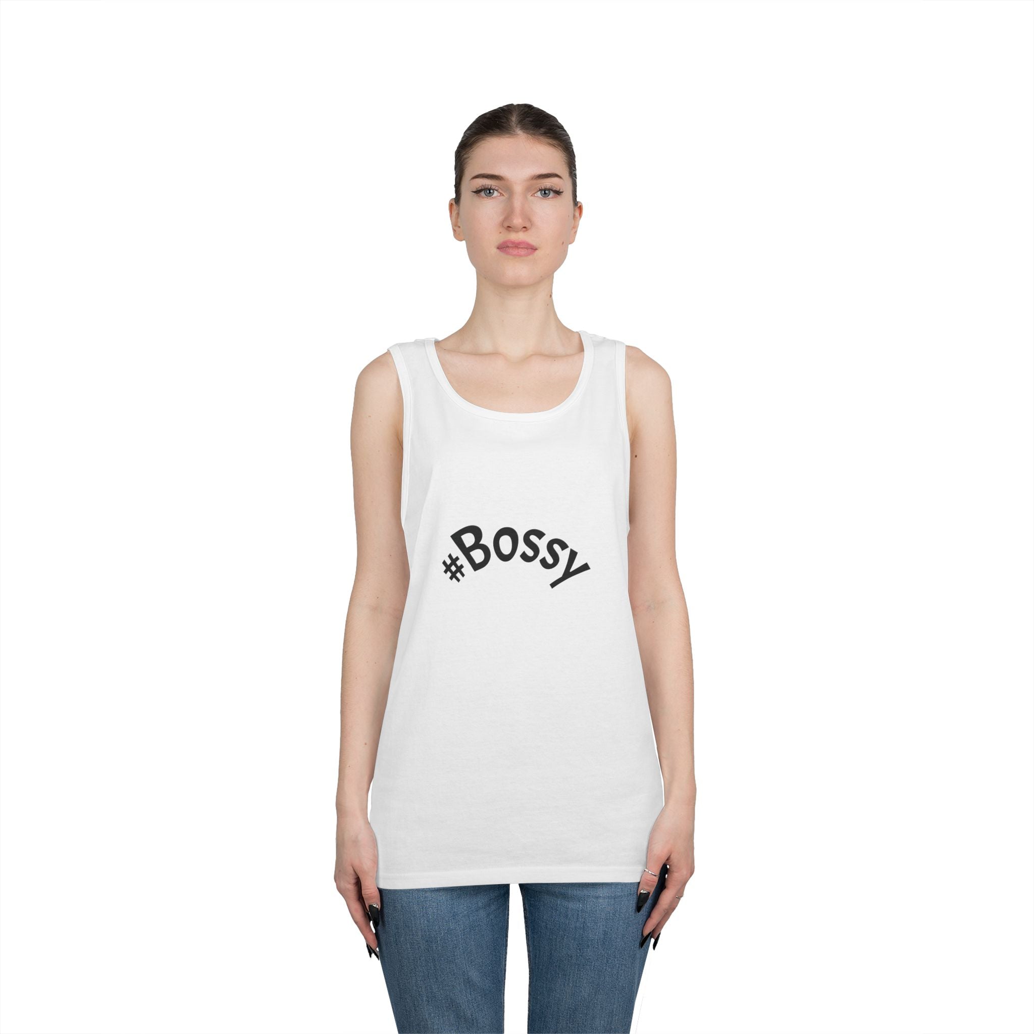 #Bossy script design Tank Top | Hashtag Bossy text top