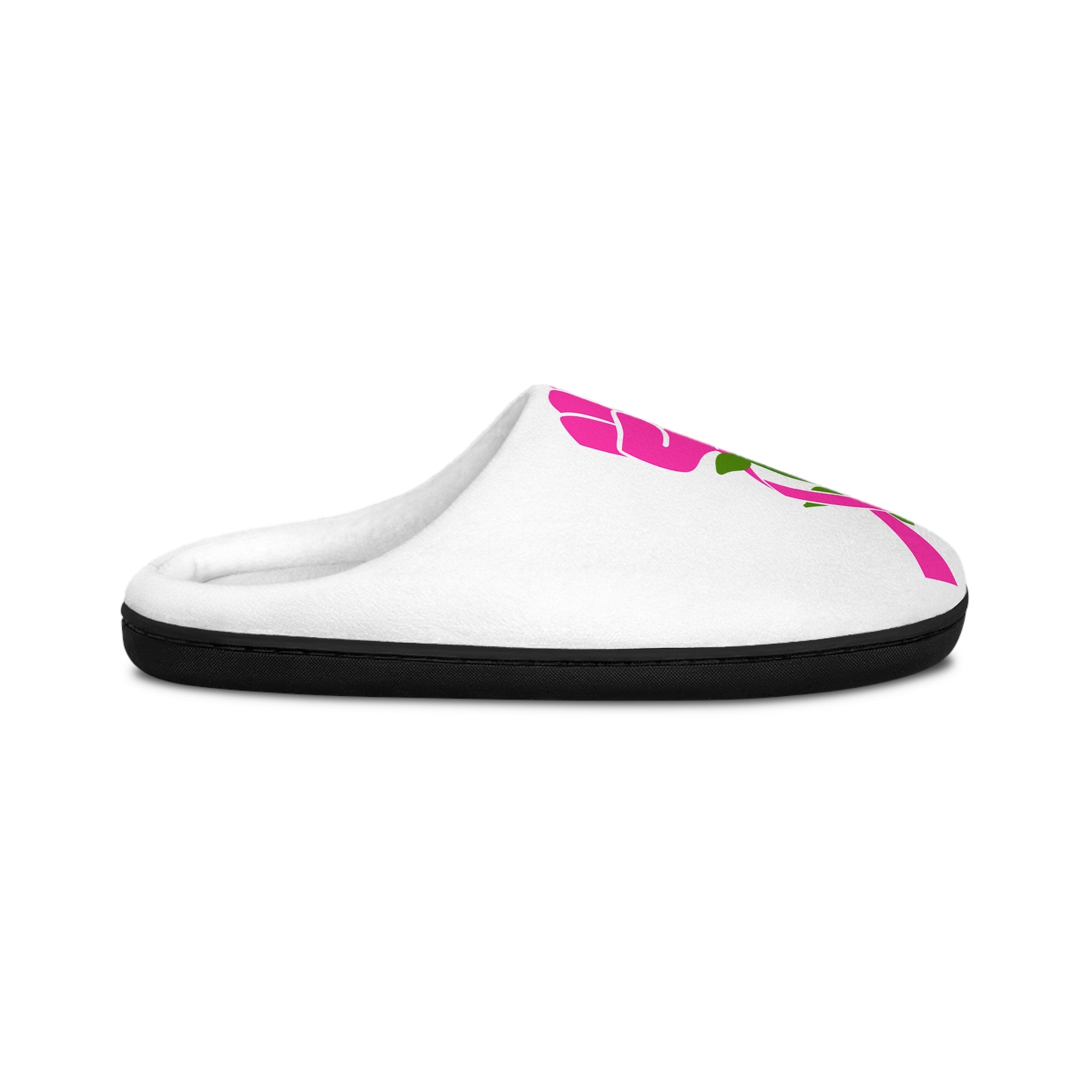 Pink Ribbon Rose Fist Women's Indoor Slippers | Breast Cancer Awareness