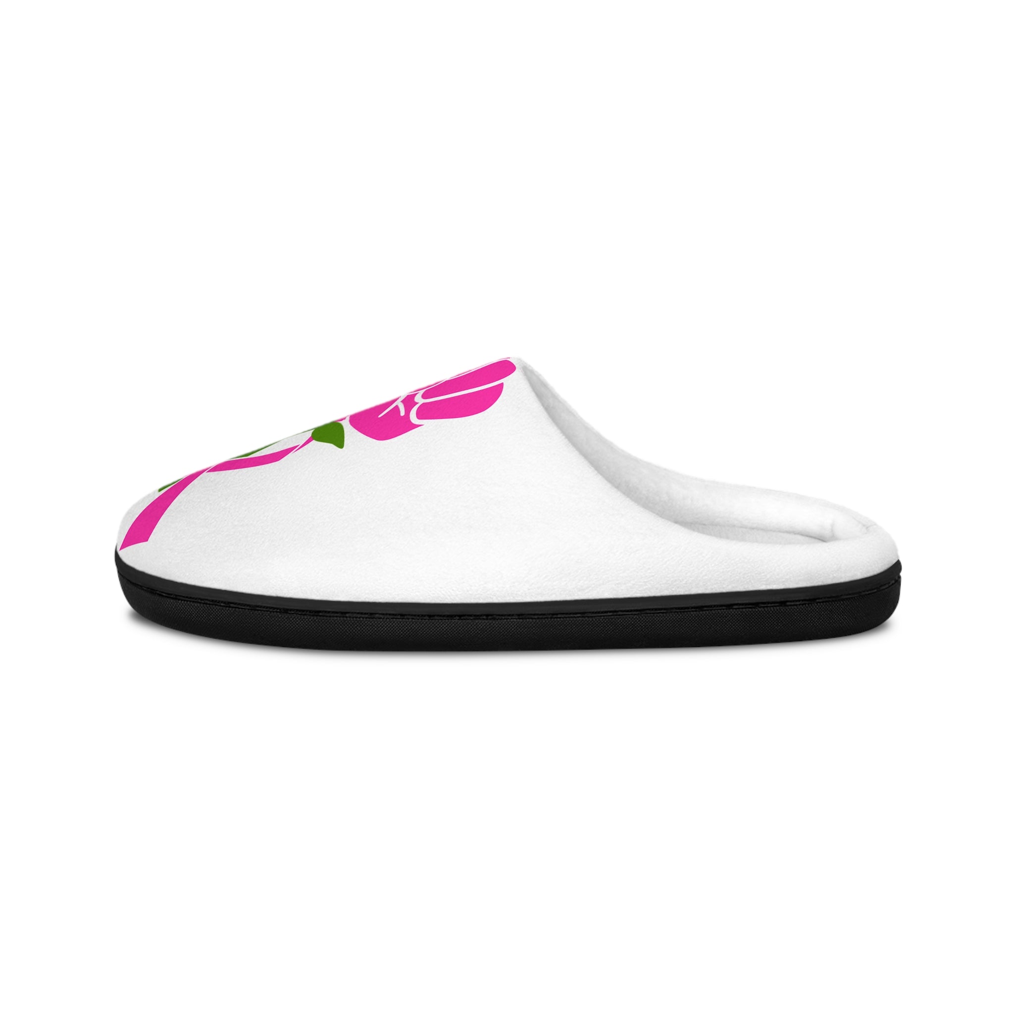 Pink Ribbon Rose Fist Women's Indoor Slippers | Breast Cancer Awareness
