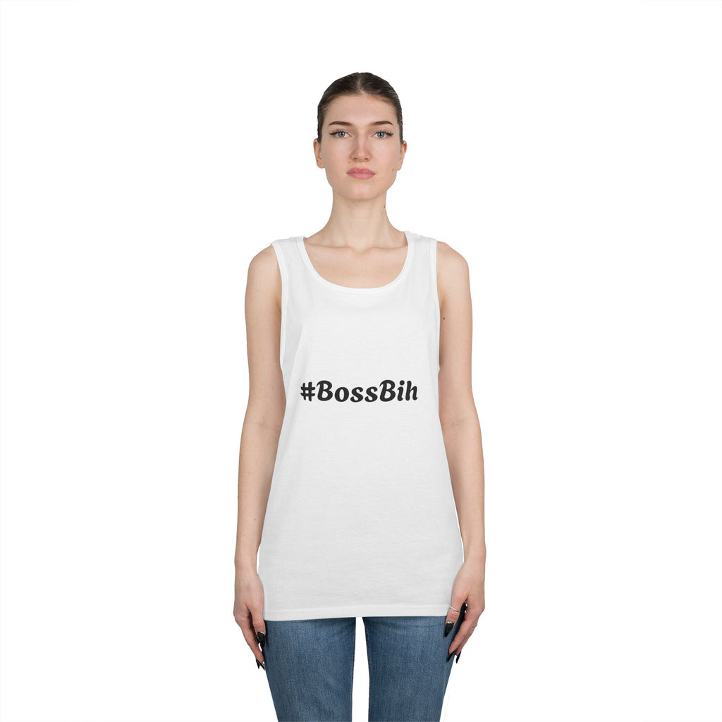 #BossBih Tank Top | Hashtag Script Text Tee, Feminine Empowerment